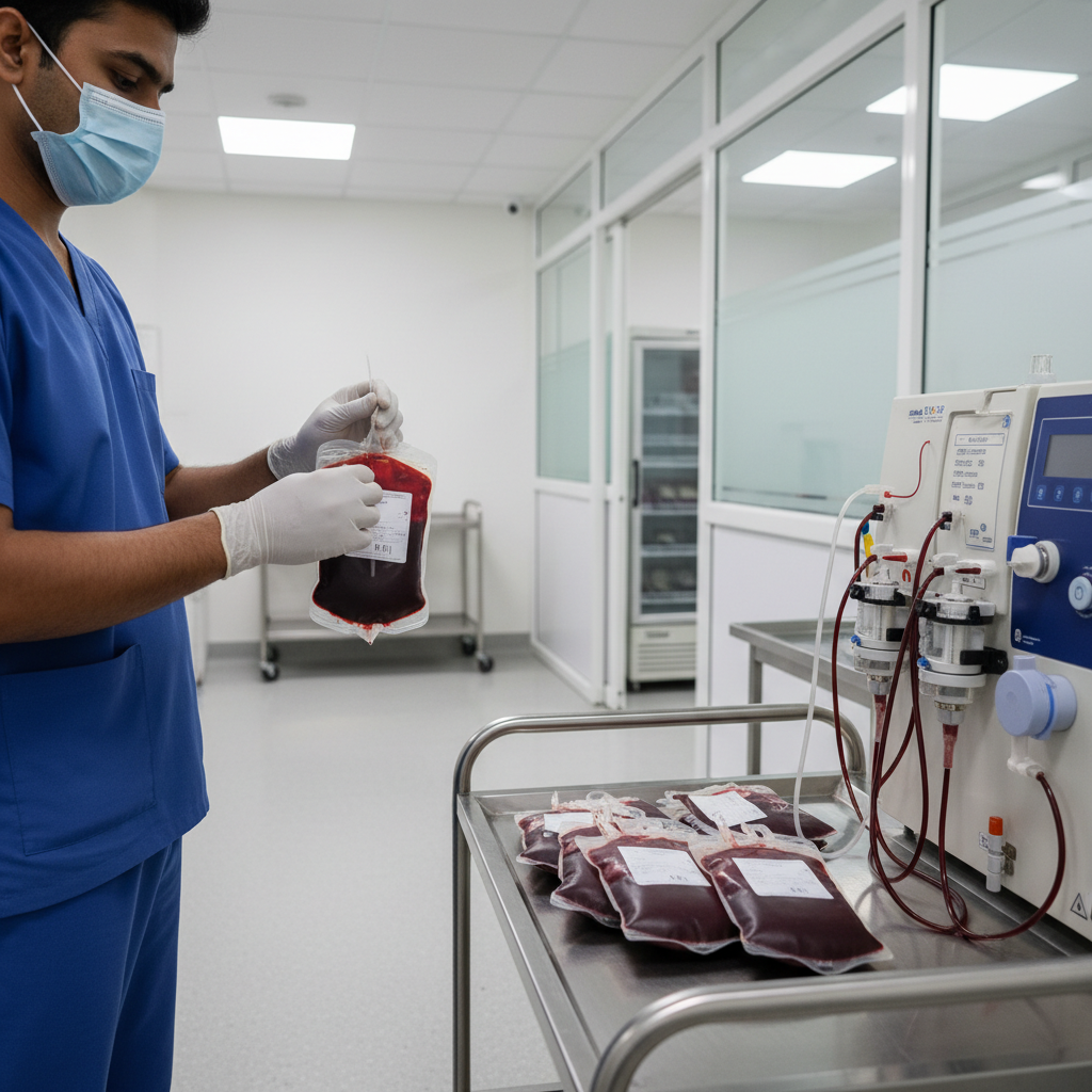 Hospital blood bank and transfusion care setting